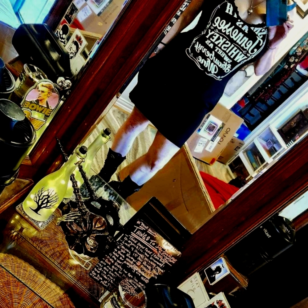 Jack Daniel's spaghetti strap lil black dress WITH POCKETS, Y'ALL!